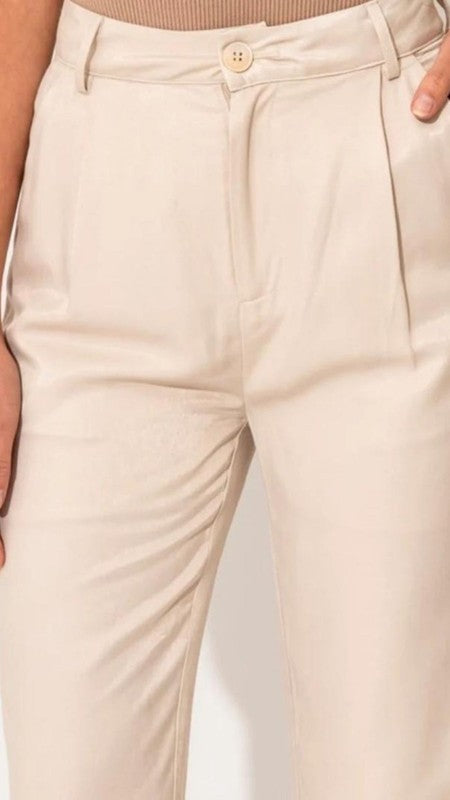 Dimitri Satin Trouser Pant (creamy beige)