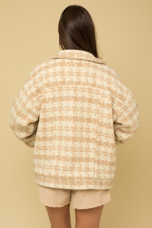 Checkered Fleece Jacket (natural/cream)