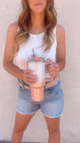 Essential Round neck ribbed tank (white)