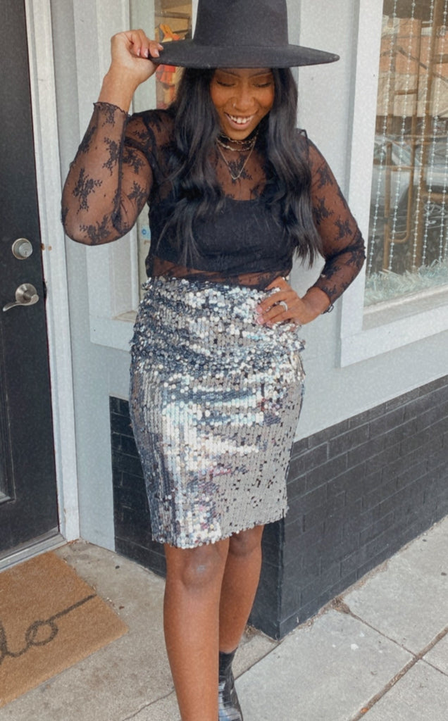 Sequin midi skirt black new arrivals