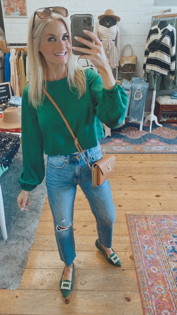 Vermont Satin blouse (emerald green)