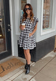 Blaire gingham babydoll ruffle dress (black/white)