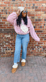 Skye oversized half zip fleece pullover (mauve pink)