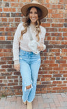 Holly Fuzzy Knit Crop Sweater (light pink)