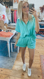 Amelia french terry button down (teal)
