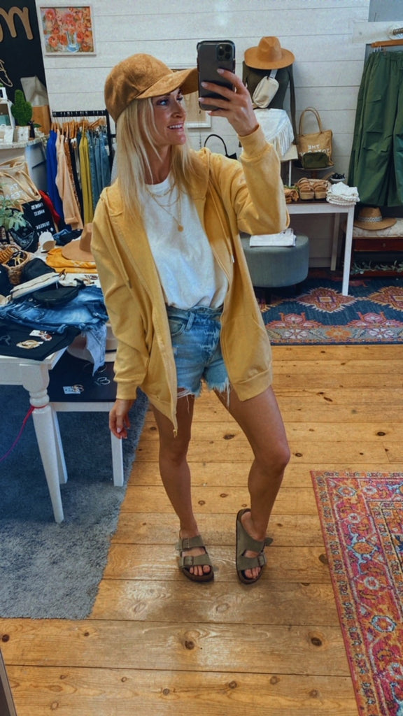 Nova zip tunic hoodie (light mustard)