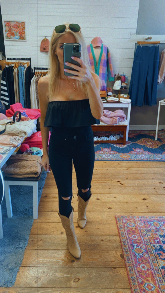 Belle Strapless Ruffle Bodysuit