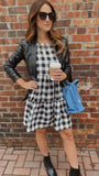 Blaire gingham babydoll ruffle dress (black/white)