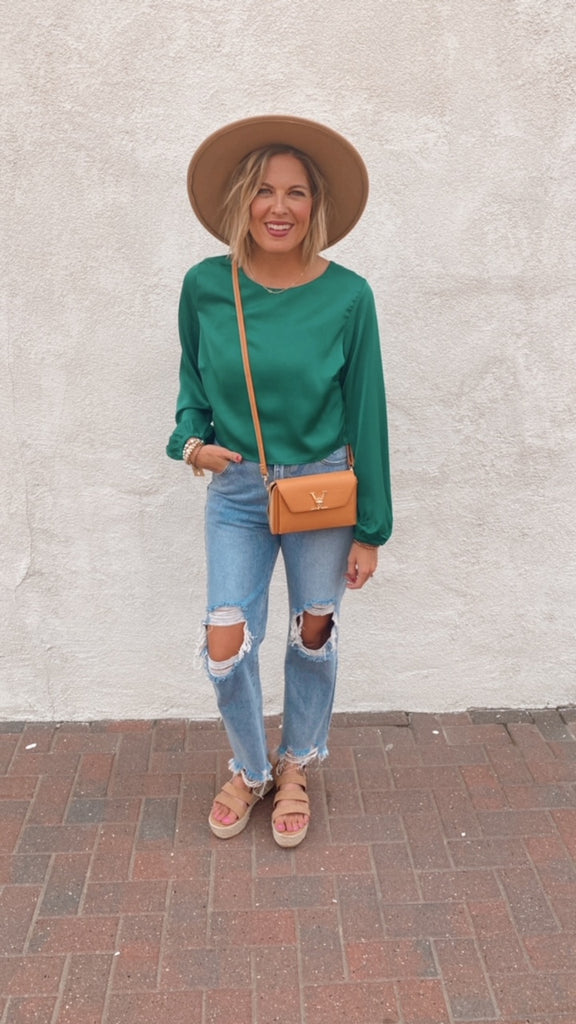 Vermont Satin blouse (emerald green)