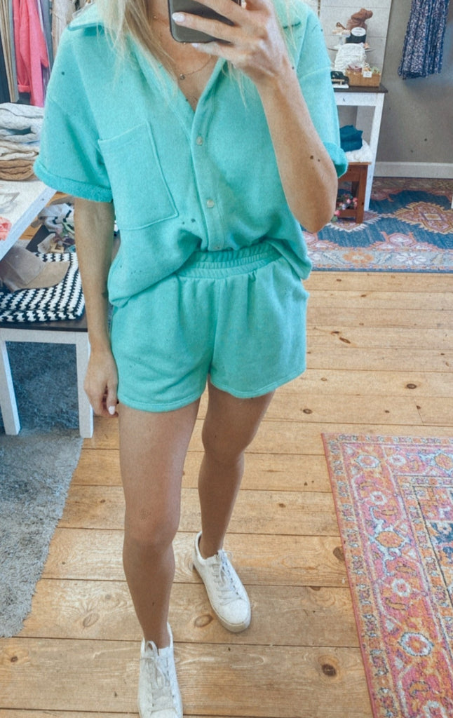 Amelia french terry shorts (teal)