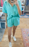 Amelia french terry shorts (teal)