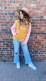 Jadie colorblock fleece pullover (pink/mustard)