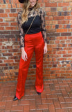 Red Satin Flare Pant