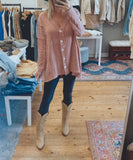 Maple button up cable knit thermal top (mauve)