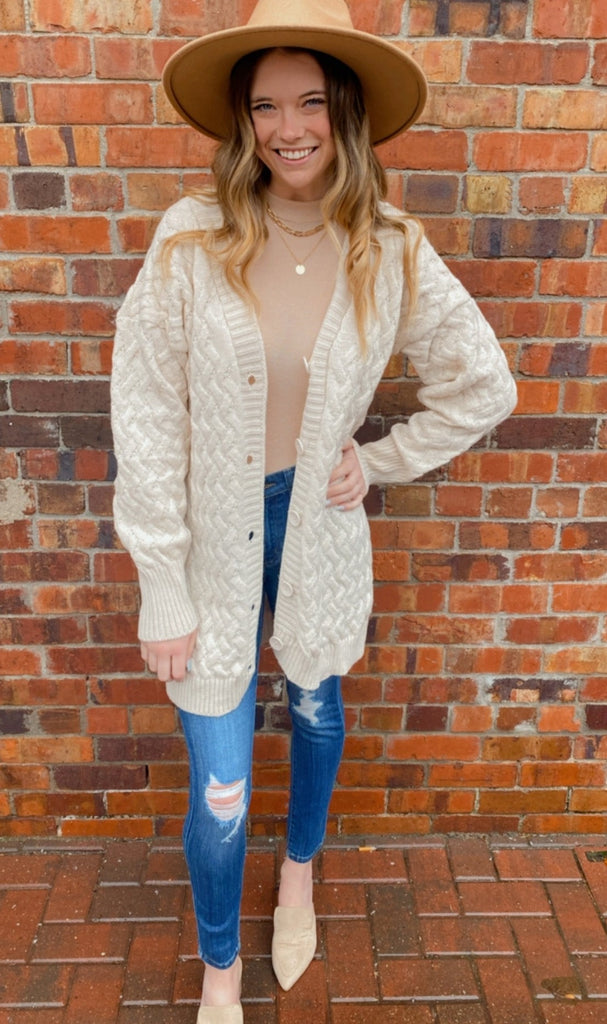 Stanley chunky mid length cardigan (cream)