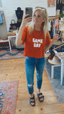 Game Day sherpa terry crop tee (red rust)