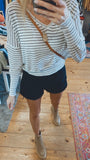 Lou striped dolman sweater (ivory/white)