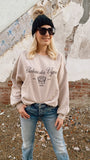 Paris Embroidered Crewneck Pullover (taupe)