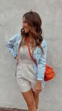Bethany Striped Romper (beige/white)