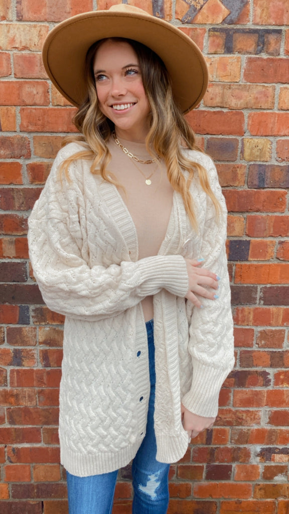 Stanley chunky mid length cardigan (cream)