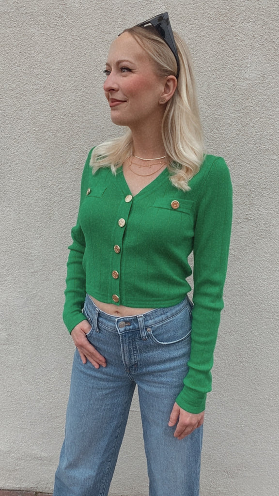 Silvia Button Up Cardigan Sweater (emerald)