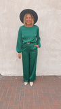 Vermont satin wide leg pant (emerald)