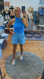 Emery linen cargo short (baby blue)