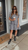 Blaire gingham babydoll ruffle dress (black/white)