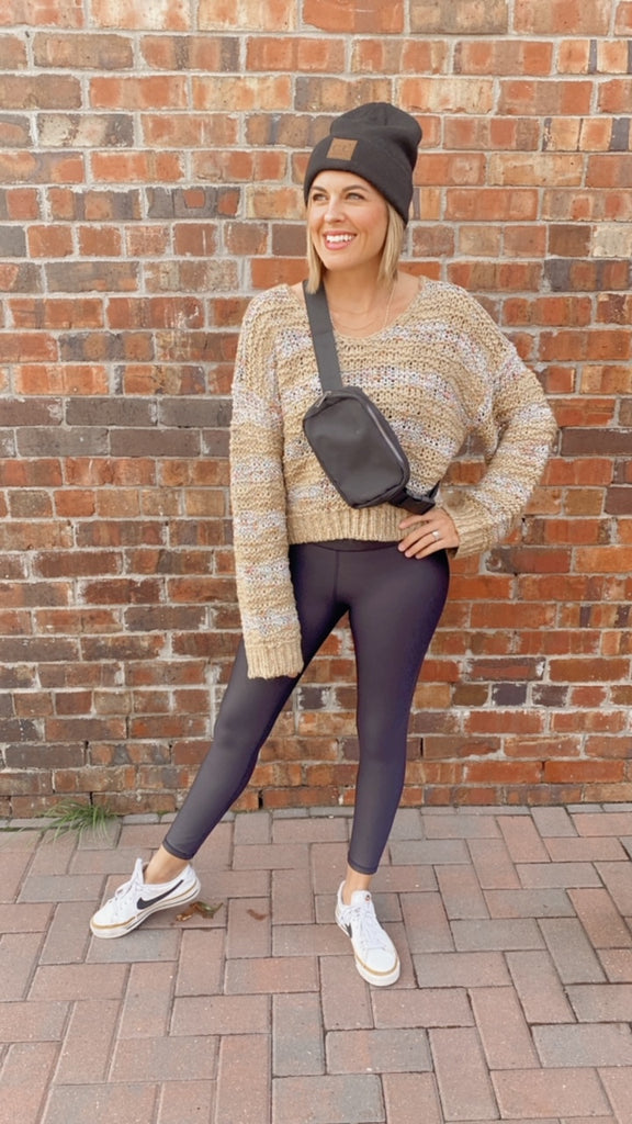 Scarlette striped metallic sweater (taupe)