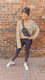 Scarlette striped metallic sweater (taupe)