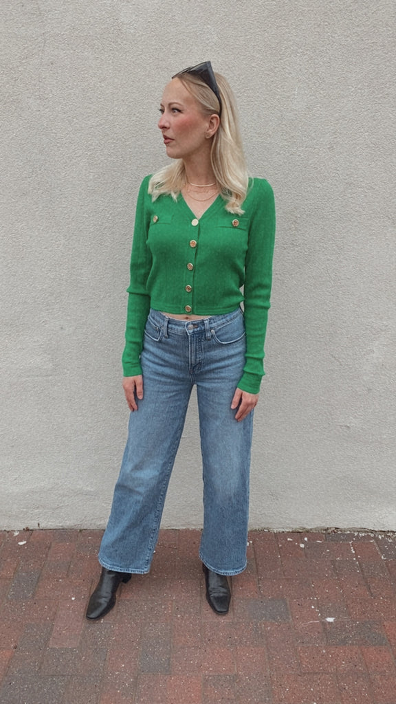 Silvia Button Up Cardigan Sweater (emerald)
