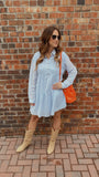 Iris babydoll long sleeve chambray dress (light blue)