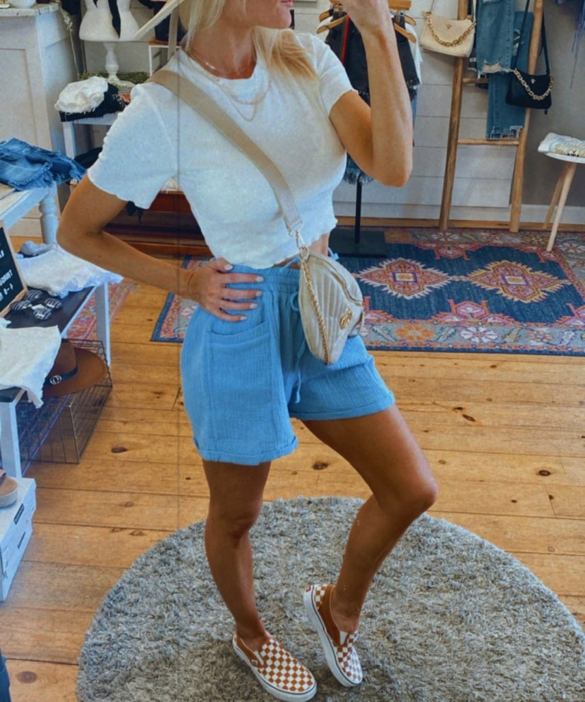 Emery linen cargo short (baby blue)