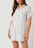 Maeve floral button up short sleeve babydoll romper