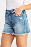 Reagan denim short with fringe hem (medium wash)