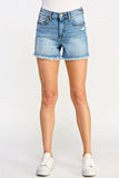 Reagan denim short with fringe hem (medium wash)