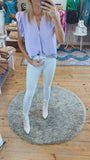 Delilah flutter sleeve woven blouse (bright lavendar)