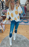 Happy v neck smiley sweater (ivory)