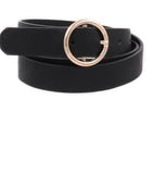 Metal ring Faux Leather Belt (black)