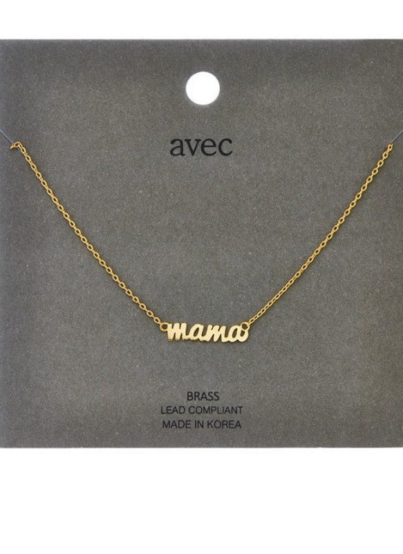 mama cursive pendant necklace (gold)