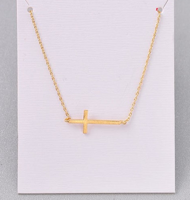 Delicate Cross Pendant Necklace (gold)