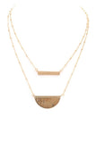 Dainty Bar Crescent Pendant Necklace (Brown) - Mint Boutique