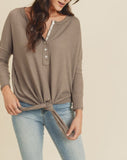 Henley waffle knit Top (taupe)