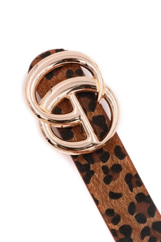 CG Faux Fur leopard print belt (brown) - Mint Boutique