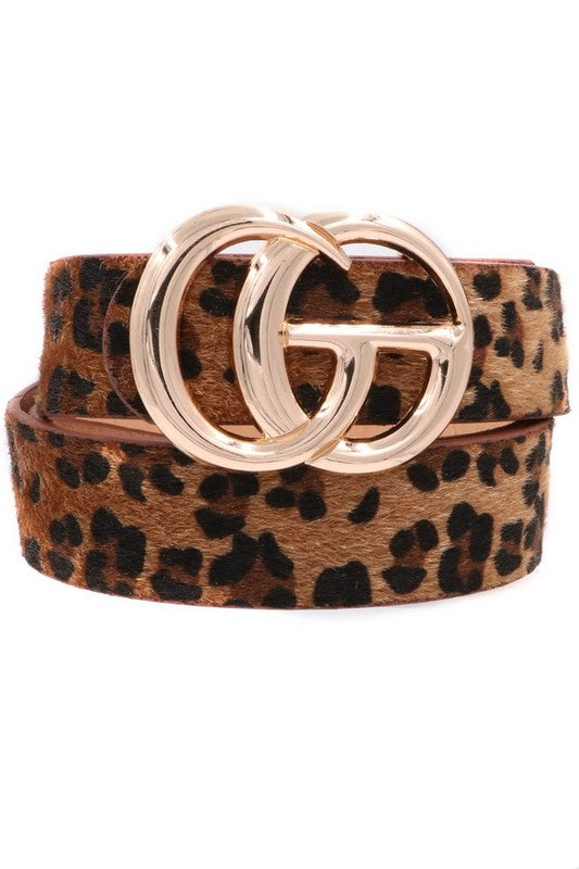 CG Faux Fur leopard print belt (brown) - Mint Boutique
