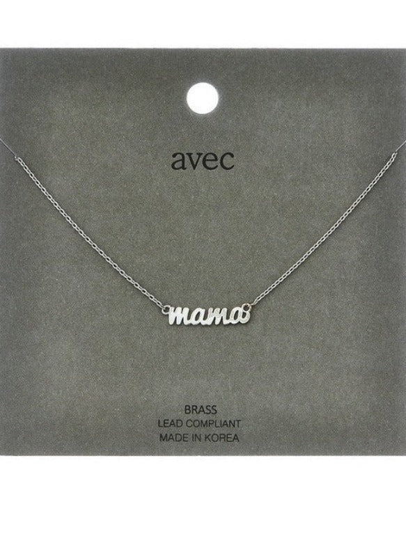 mama cursive pendant necklace (silver)