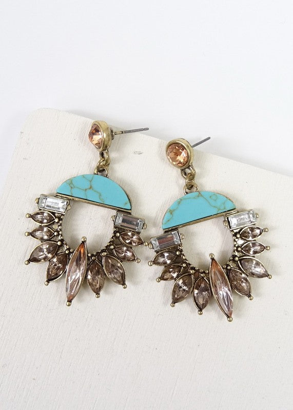 Polished stone statement earring  (turquoise)