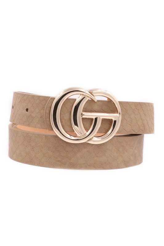 Crocodile Faux Leather CG belt (Taupe)