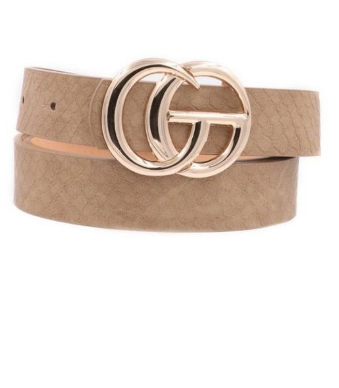 Crocodile Faux Leather CG belt (Taupe)