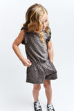 Sleeveless ruffled romper Girls (mocha/black)